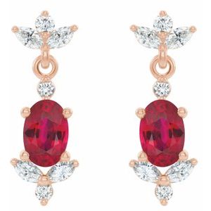 14K Rose Gold Natural Ruby & 1/3 CTW Natural Diamond Earrings – image 2