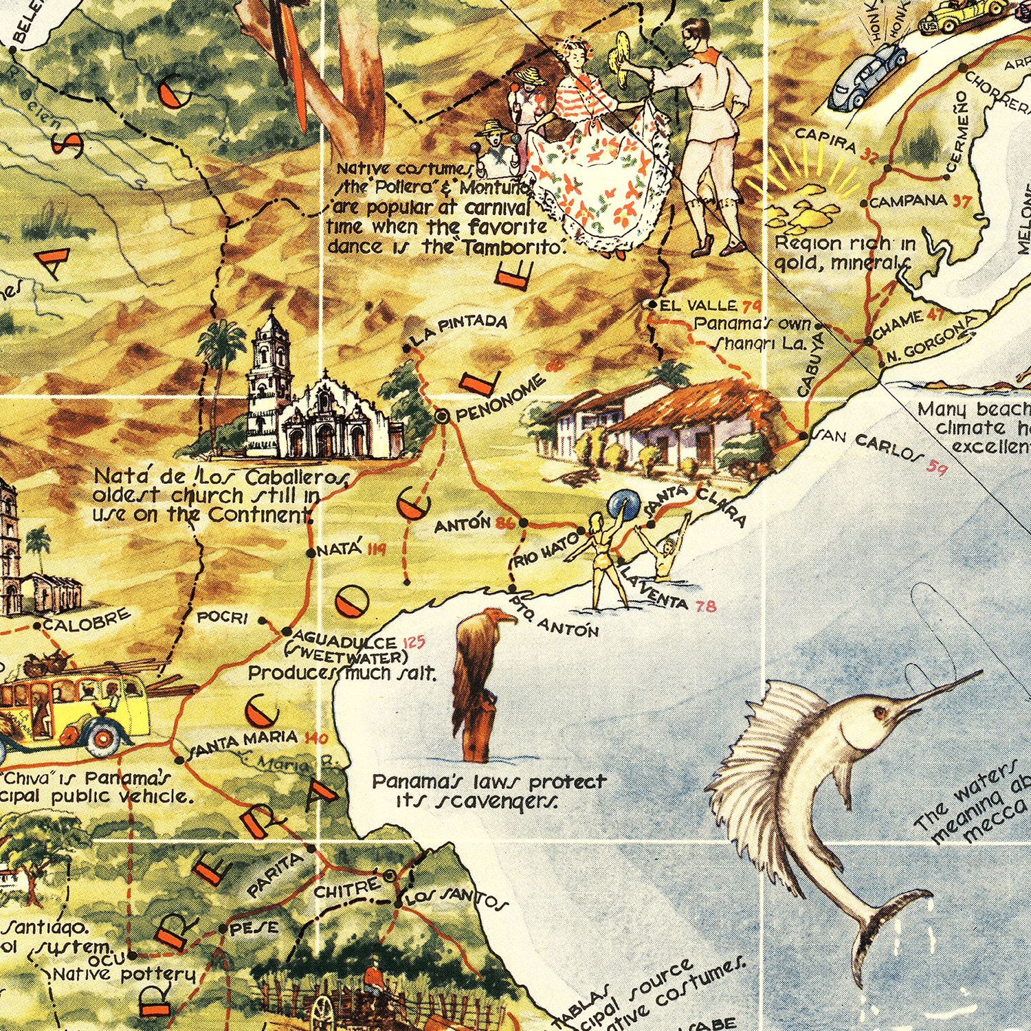 Pictorial Map of Panama 1939