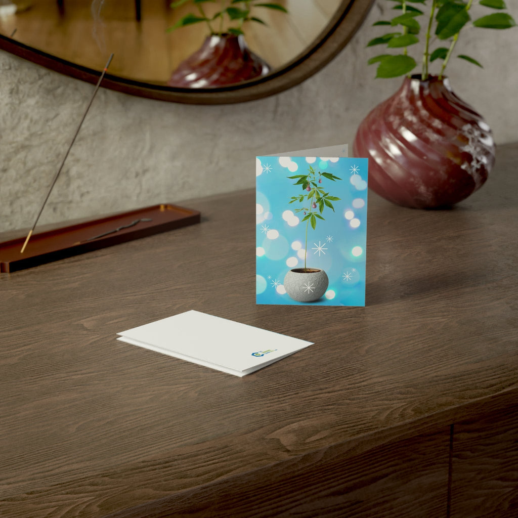 Potted Christmas Marijuana Plant Merry Christmas Greeting Cards (1, 10, 30, and 50pcs)