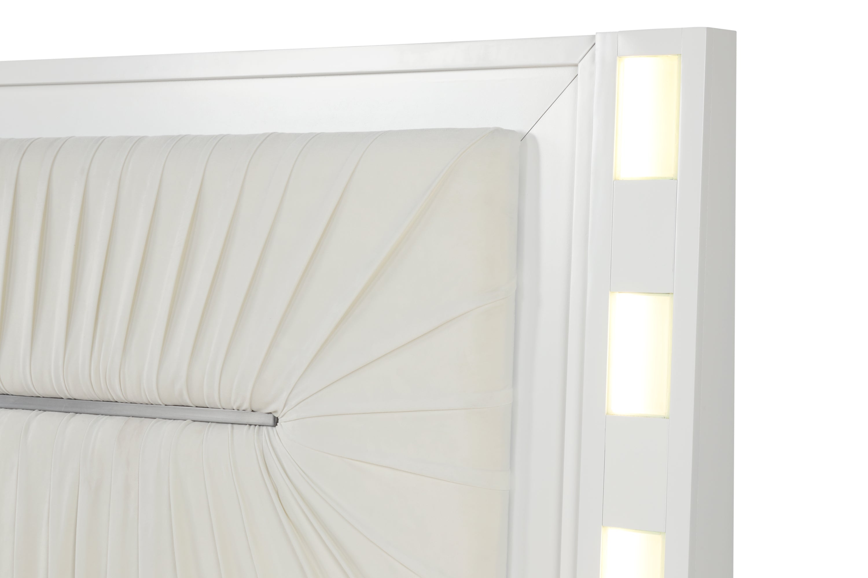 Queen 5 Pc LED Bedroom Set Made with Wood in Milky White