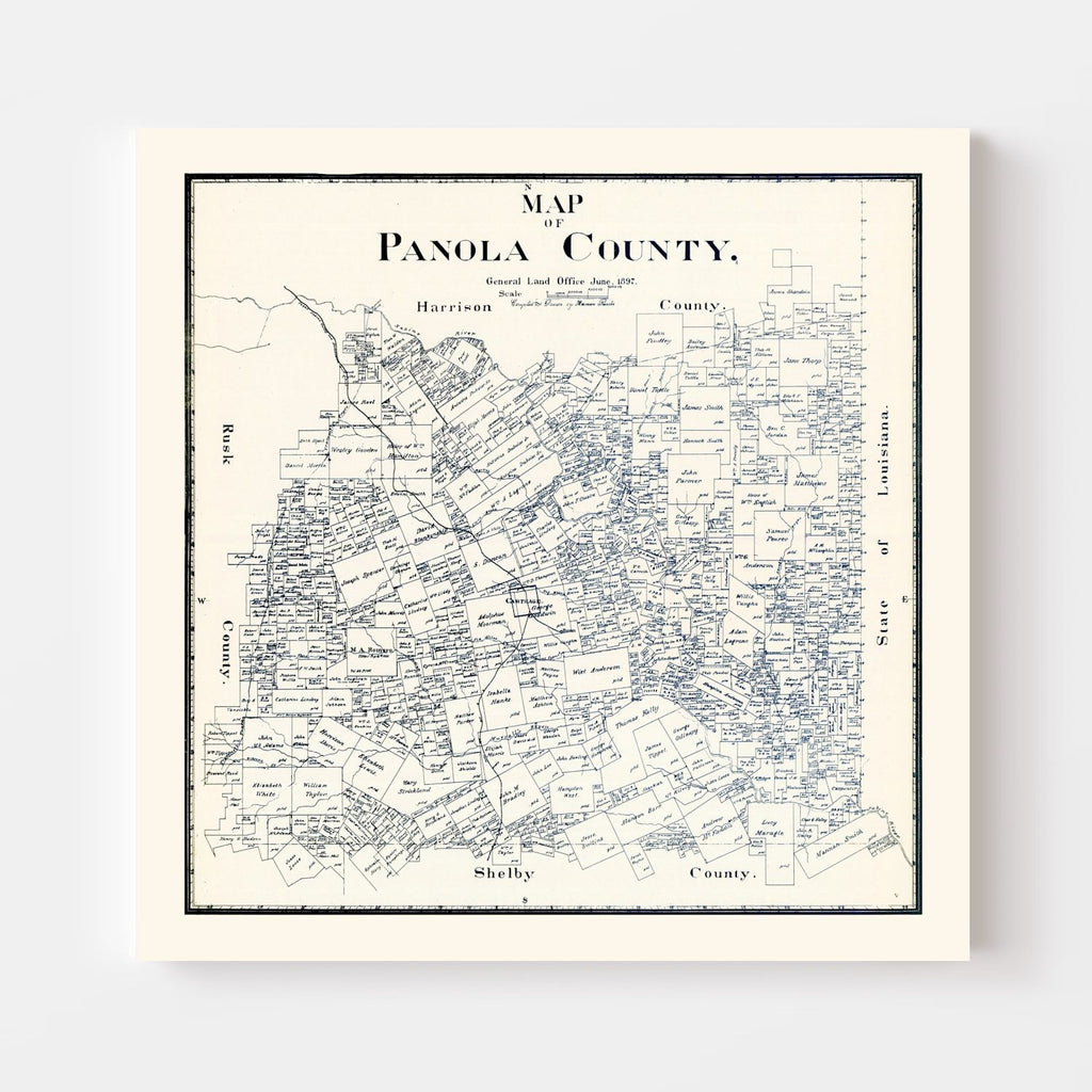 Vintage Map of Panola County, Texas 1897