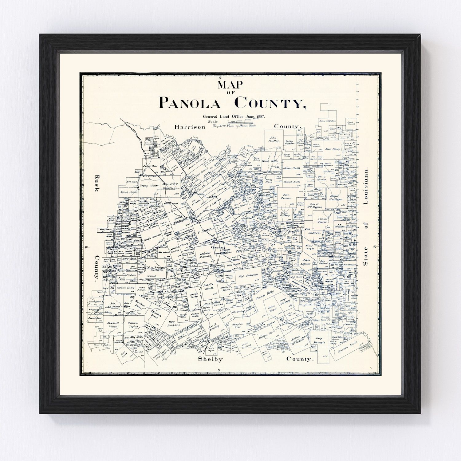 Vintage Map of Panola County, Texas 1897