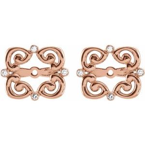 14K Rose Gold .08 CTW Natiral Diamond Earring Jackets with 5.7 mm ID – image 2