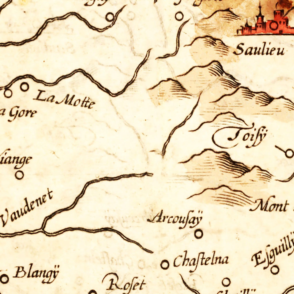 Vintage Map of Burgundy Region of France, 1623