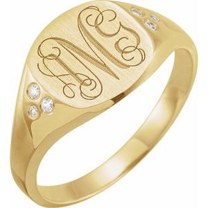14K Yellow Gold .05 CTW Natural Diamond Square Signet Ring