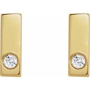 14K Yellow Gold .03 CTW Natural Diamond Bar Earring – image 2