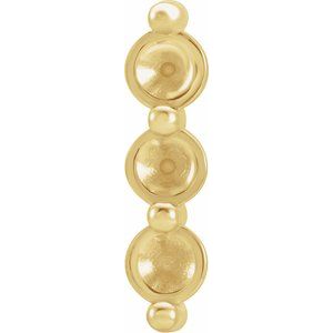 14K Yellow Gold Three-Stone Bar Earring Mounting
