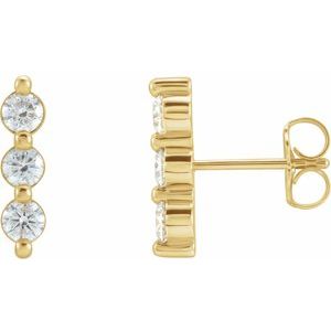 14K Yellow Gold 1/2 CTW Natural Diamond Bar Earrings
