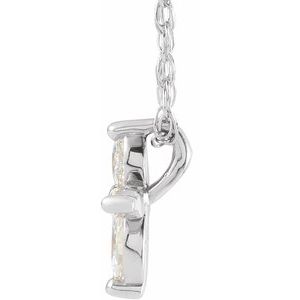 14K White Gold 1/6 CTW Natural Diamond Cross 16" Necklace