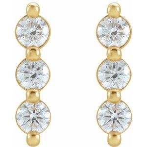 14K Yellow Gold 1/2 CTW Natural Diamond Bar Earrings – image 2