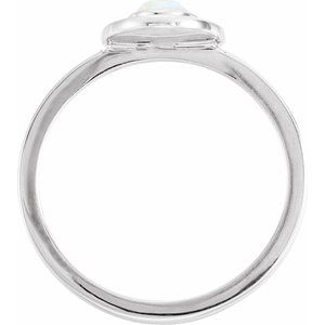 Sterling Silver Natural White Opal & .08 CTW Natural Diamond Halo-Style Ring