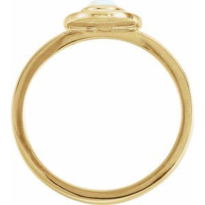 14K Yellow Gold Natural White Opal & .08 CTW Natural Diamond Halo-Style Ring