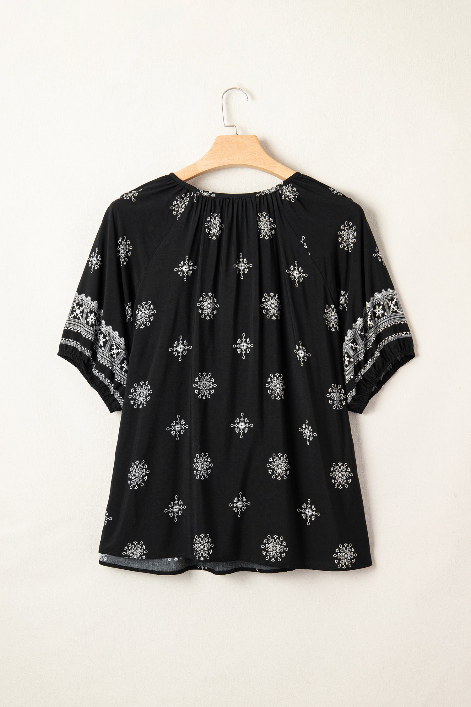 Plus Size Boho Floral Boho Notch V-Neck Top