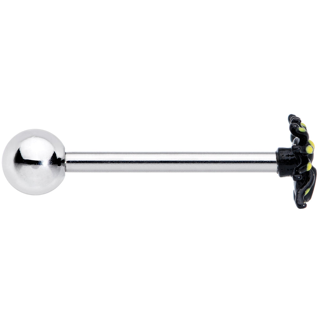 Black Yellow Spooky Spider Halloween Barbell Tongue Ring