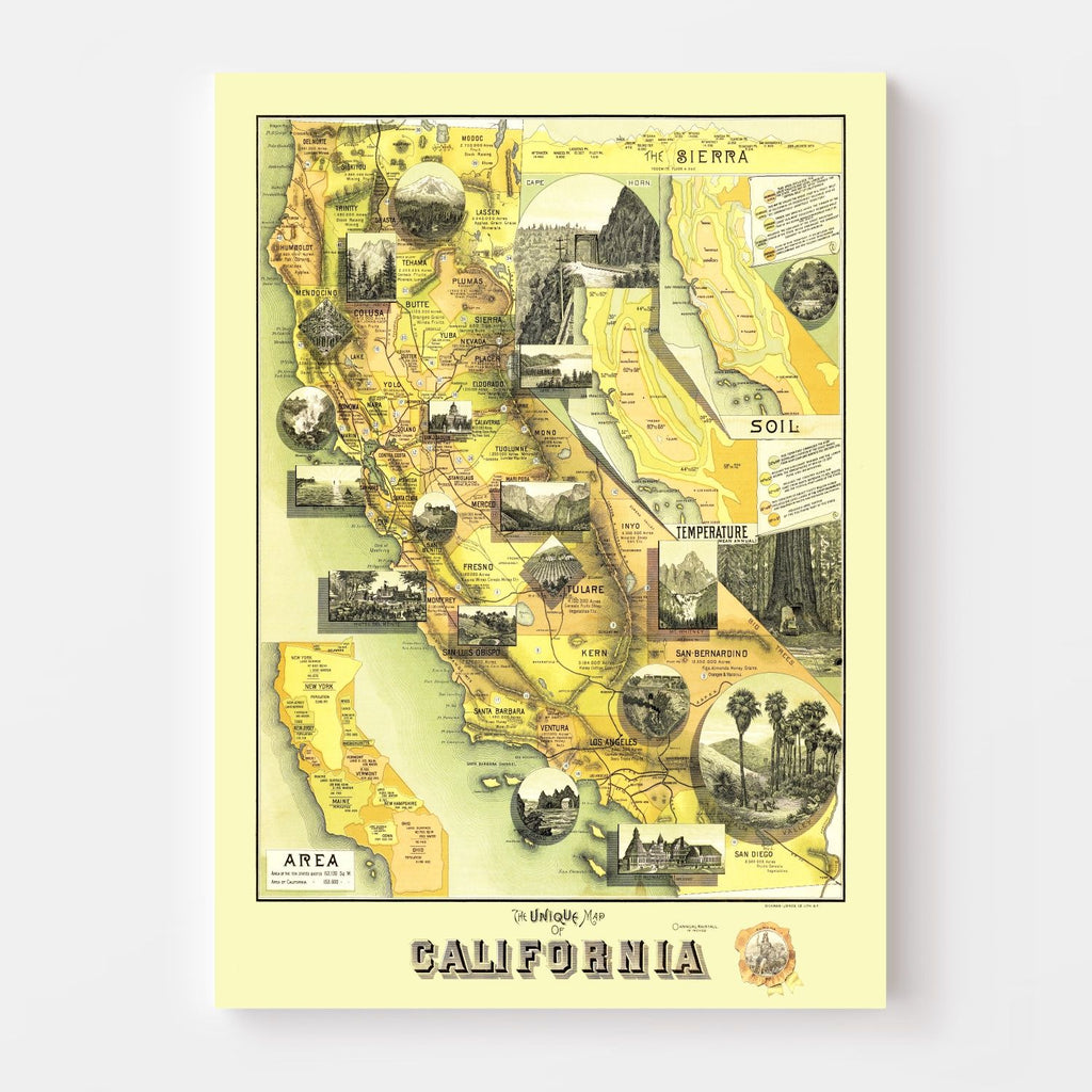 Vintage Map of California 1885