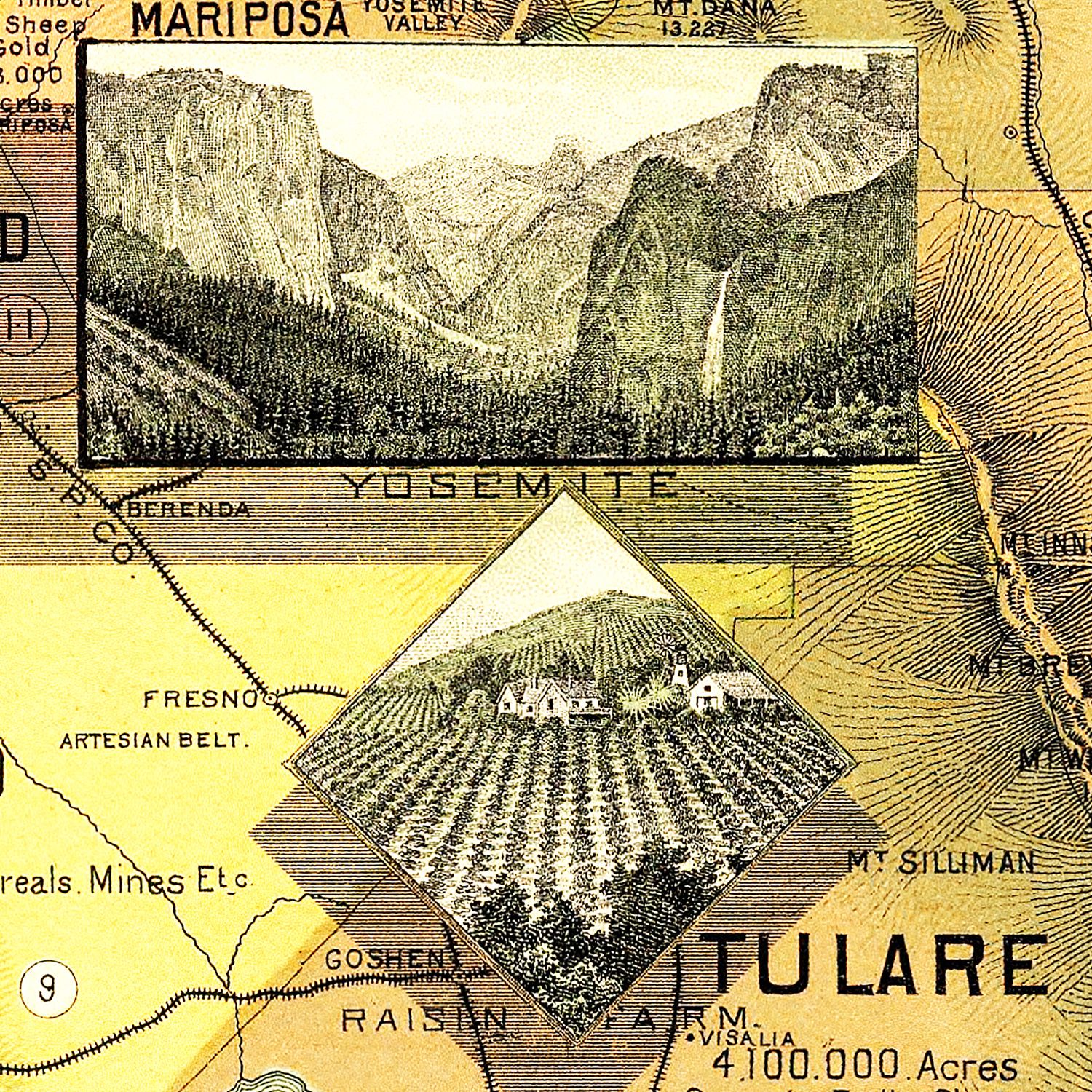 Vintage Map of California 1885