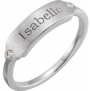Sterling Silver .03 CTW Natural Diamond 18x5 mm Signet Ring