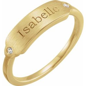 14K Yellow Gold .03 CTW Natural Diamond 18x5 mm Signet Ring