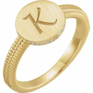 14K Yellow Gold .06 CTW Natural Diamond Signet Ring