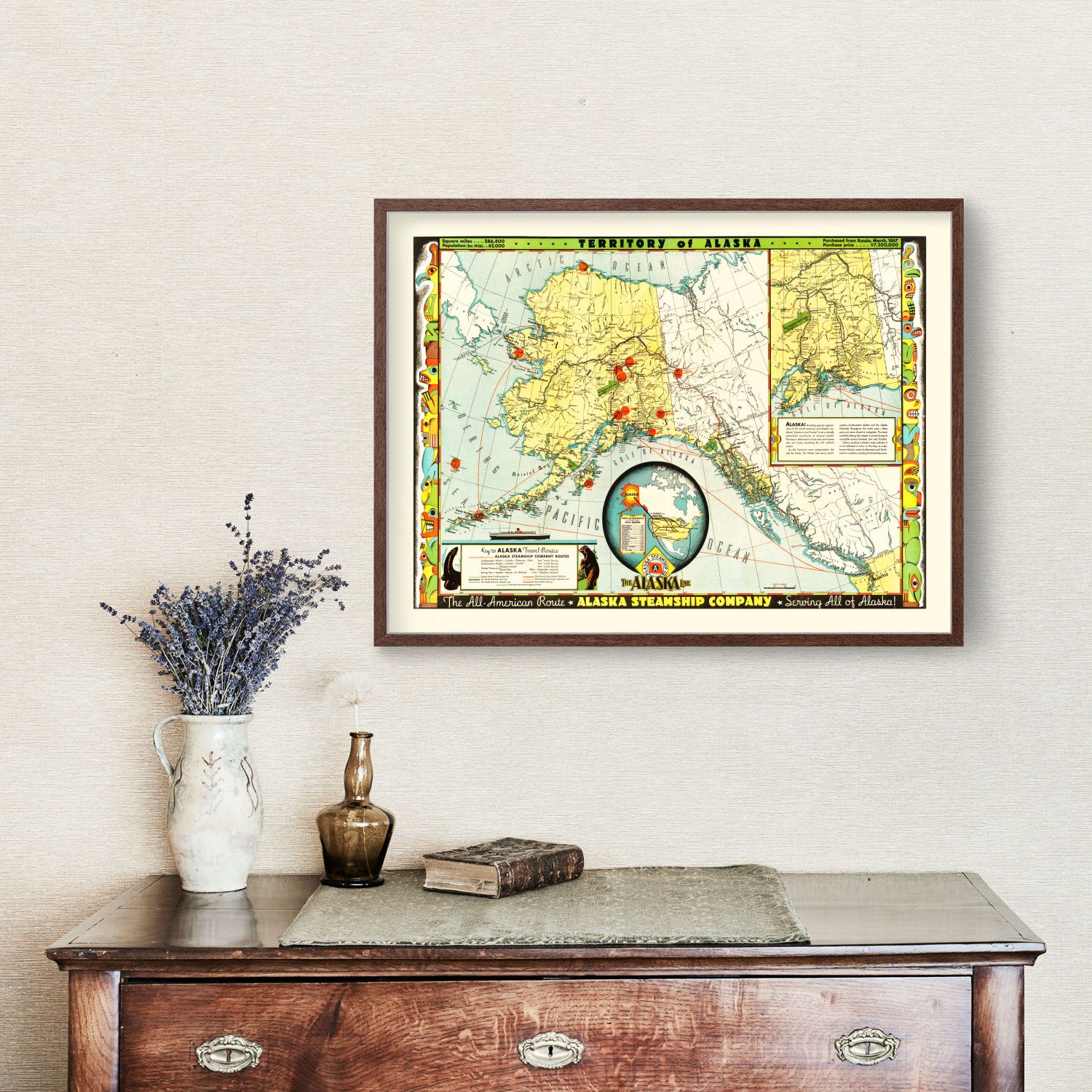 Vintage Map of Alaska 1936