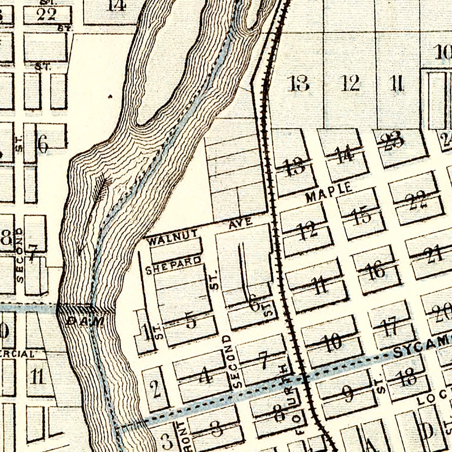 Vintage Map of Des Moines, Iowa 1875