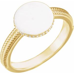 14K Yellow Gold .06 CTW Natural Diamond Signet Ring
