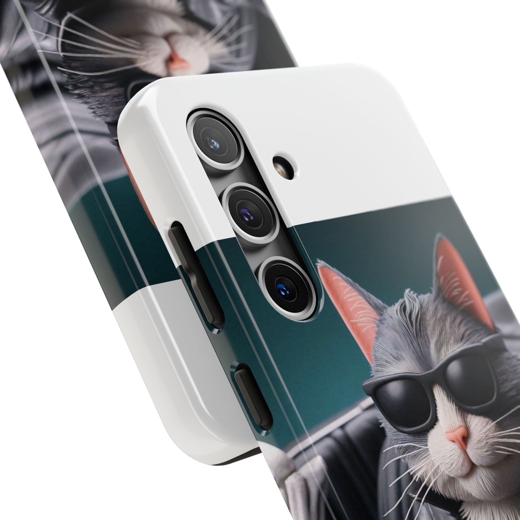 Cool Cat in Leather Jacket Driving Car Mobile Phone Case