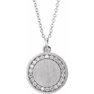 Platinum 1/5 CTW Natural Diamond Engravable 16-18" Necklace