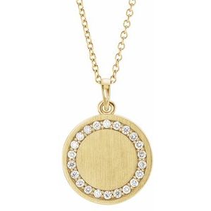 14K Yellow Gold 1/5 CTW Natural Diamond Engravable 16-18" Necklace