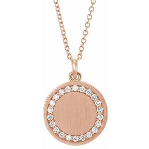 14K Rose Gold 1/5 CTW Natural Diamond Engravable 16-18" Necklace
