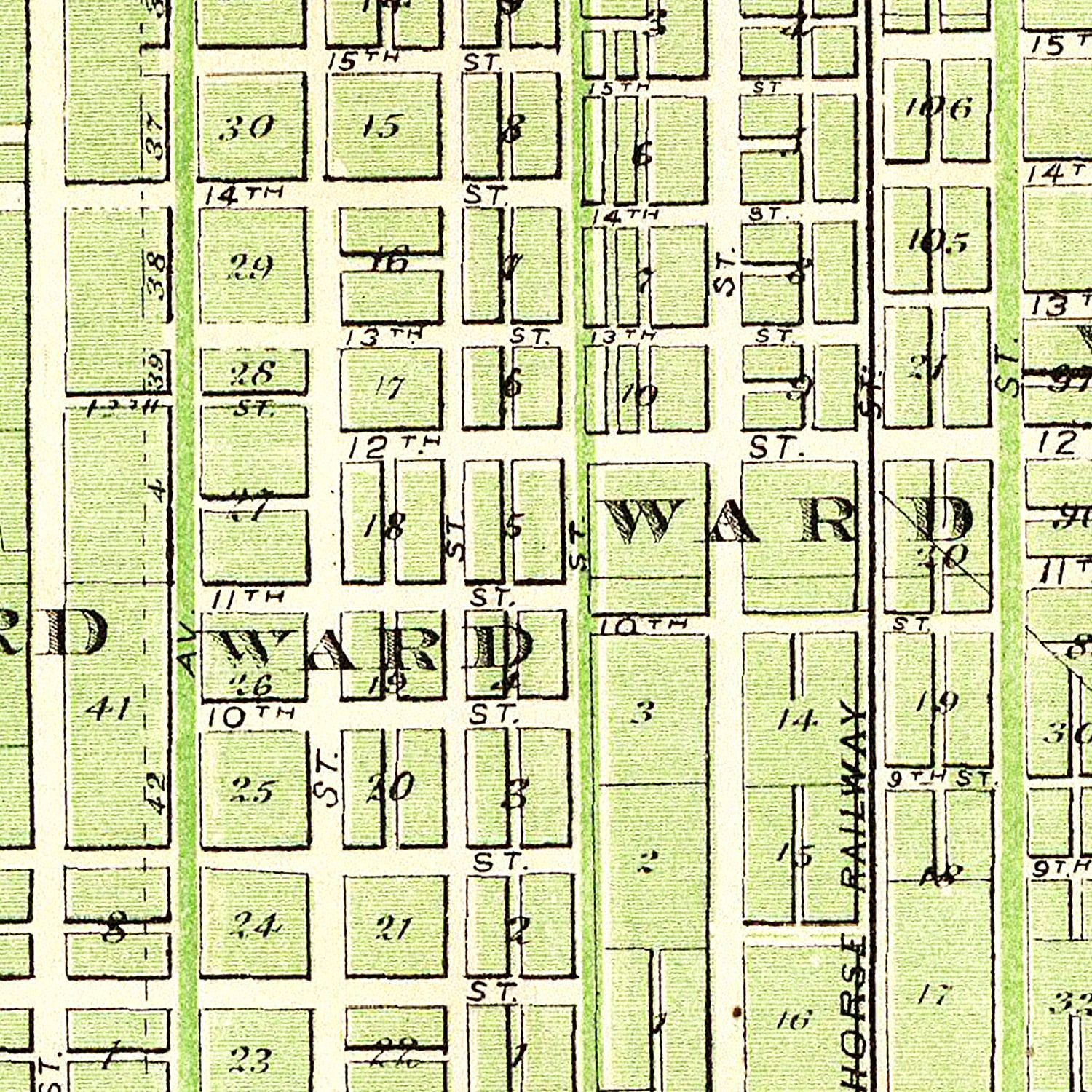 Vintage Map of Davenport, Iowa 1875