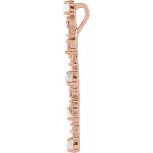 14K Rose Gold Natural Ethiopian Opal, Natural Pink Sapphire & 1/8 CTW Natural Diamond Scattered Bar Pendant
