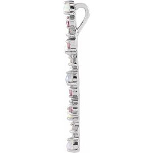 Sterling Silver Ethiopian Opal, Pink Sapphire & 1/8 CTW Diamond Scattered Bar Pendant