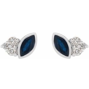 Sterling Silver Natural Blue Sapphire & .05 CTW Natural Diamond Earrings – image 2