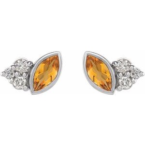 Platinum Natural Citrine & .05 CTW Natural Diamond Earrings – image 2