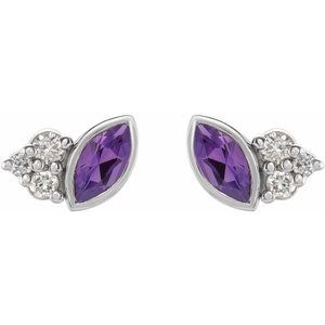 Sterling Silver Natural Amethyst & .05 CTW Natural Diamond Earrings – image 2