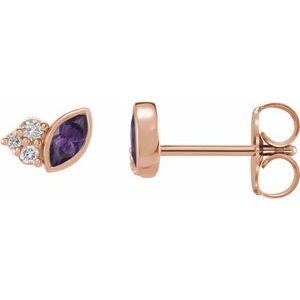 14K Rose Gold Lab-Grown Alexandrite & .05 CTW Natural Diamond Earrings