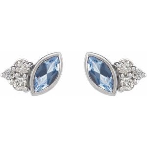 Sterling Silver Natural Aquamarine & .05 CTW Natural Diamond Earrings – image 2