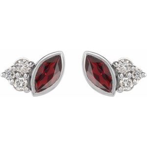Platinum Natural Mozambique Garnet & .05 CTW Natural Diamond Earrings – image 2