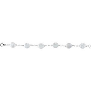 Sterling Silver 12-13 mm Cultured White Freshwater Pearl Coin 7" Bracelet