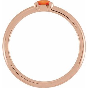 14K Rose Gold Natural Pink Coral Stackable Ring