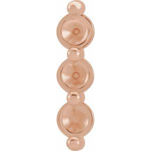 14K Rose Gold Three-Stone Bar Earring Mounting