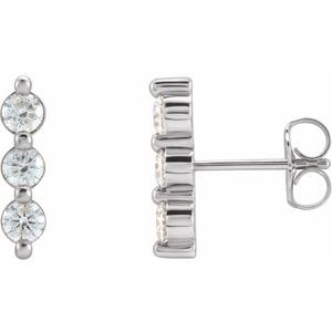 14K White Gold 1/2 CTW Natural Diamond Bar Earrings