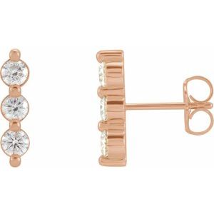 14K Rose Gold 1/2 CTW Natural Diamond Bar Earrings