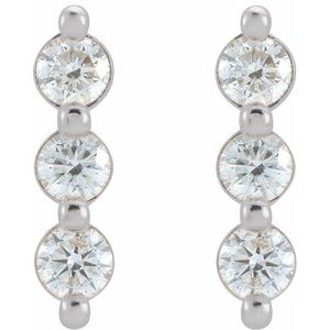 14K White Gold 1/2 CTW Natural Diamond Bar Earrings – image 2