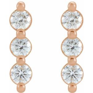 14K Rose Gold 1/2 CTW Natural Diamond Bar Earrings