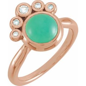 14K Rose Gold Natural Green Chrysoprase & 1/8 CTW Natural Diamond Ring