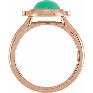 14K Rose Gold Natural Green Chrysoprase & 1/8 CTW Natural Diamond Ring