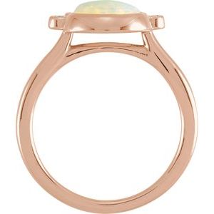 14K Rose Gold Natural White Opal & 1/8 CTW Natural Diamond Ring