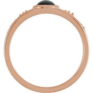 14K Rose Gold Natural Black Onyx & .05 CTW Natural Diamond Ring